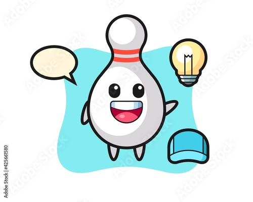 bowling pin character cartoon getting the idea