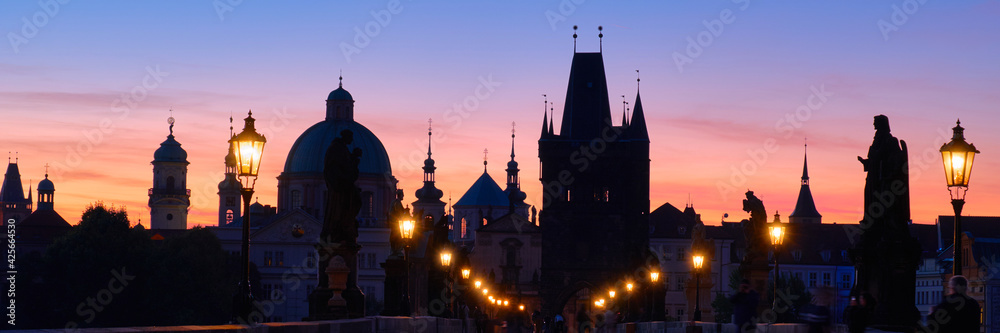 Prague, Charles Bridge at dawn