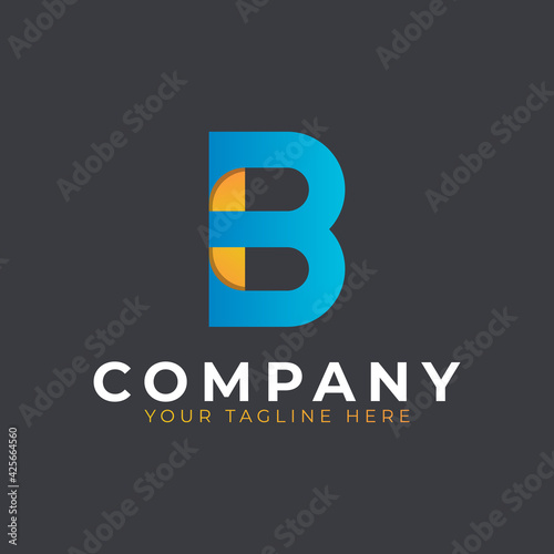 Creative Initial Letter B Logo Design. Yellow and Blue Geometric Arrow Shape. Usable for Business and Branding Logos. Flat Vector Logo Design Ideas Template Element. Eps10 Vector