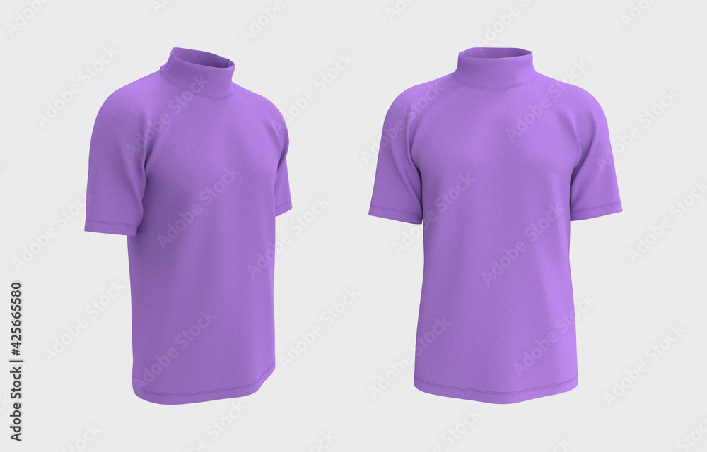 Short-sleeve turtleneck shirt, 3d rendering, 3d illustration Short-sleeve turtleneck shirt, 3d rendering, 3d illustration