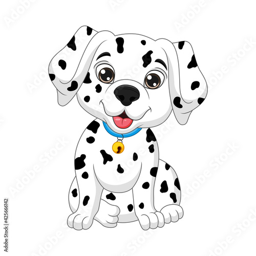 Cute baby dalmatian cartoon on white background