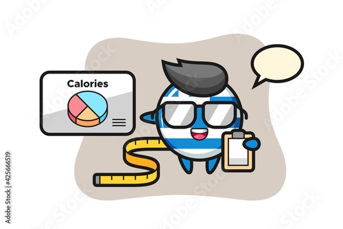 Illustration of greece flag badge mascot as a dietitian