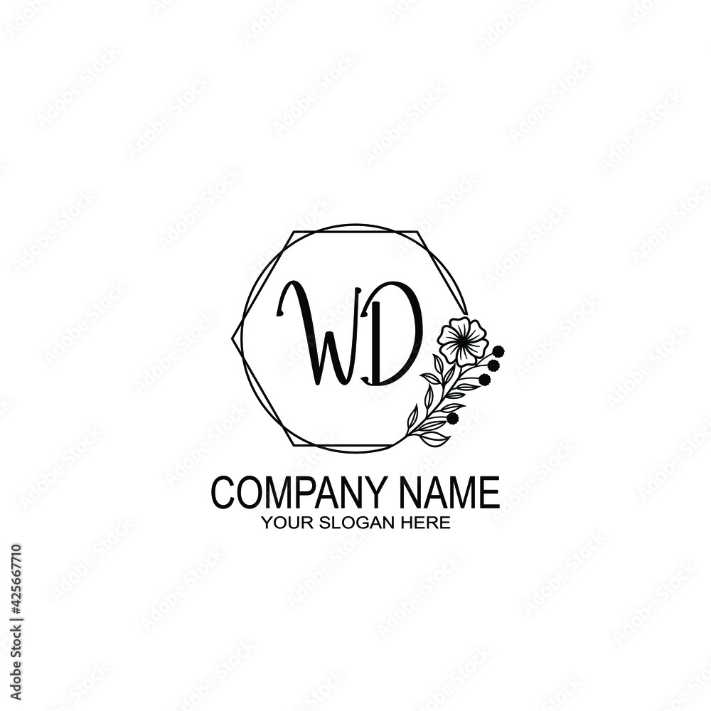 WD Initials handwritten minimalistic logo template vector WD Initials handwritten minimalistic logo template vector