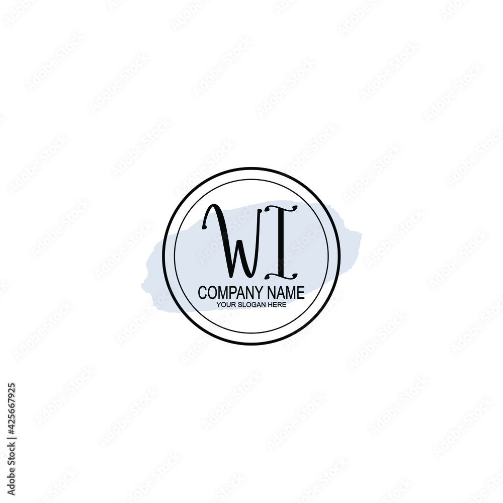 WI Initials handwritten minimalistic logo template vector WI Initials handwritten minimalistic logo template vector
