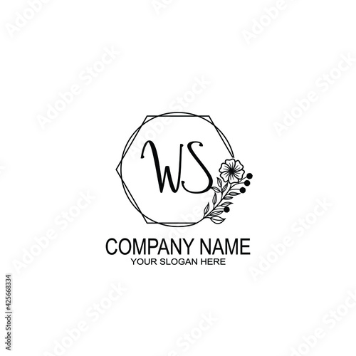 WS Initials handwritten minimalistic logo template vector