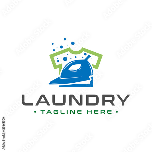 laundry and clothes ironing business logo