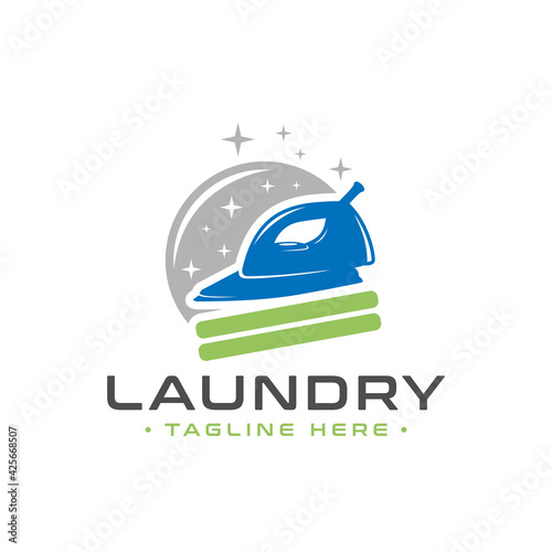 laundry and clothes ironing business logo