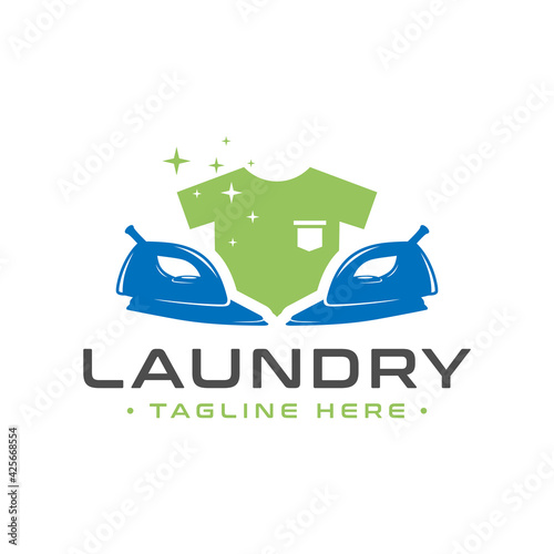 laundry and clothes ironing business logo
