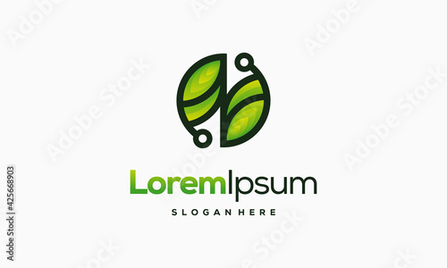 Leaf Tech logo designs, Green Technology logo designs concept vector