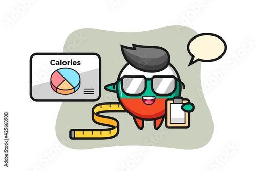 Illustration of bulgaria flag badge mascot as a dietitian