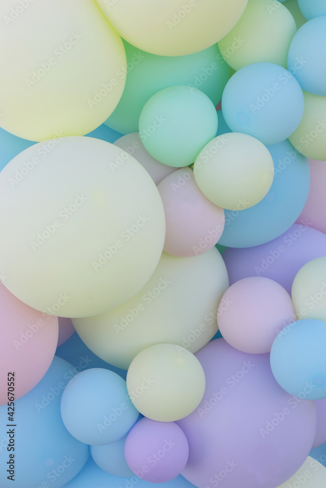 Pastel colored balloons background. Vertical. - obrazy, fototapety, plakaty 