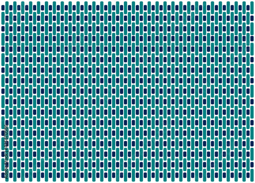 Patrón de figuras negra y azules verticales formando entramado sobre fondo blanco