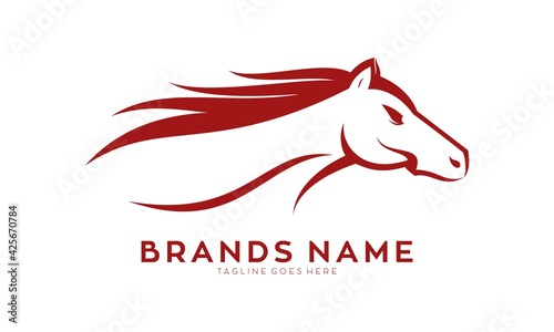 Red horse illustration luxury logo vector