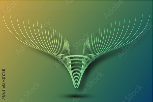 Golden green line-shaped abstract texture graphics like spreading wings 
