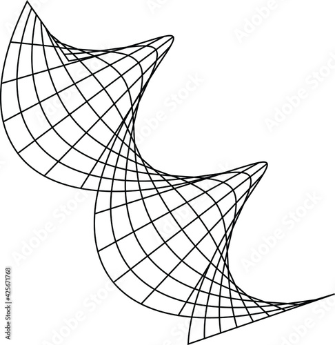 illustration of a spiral grid line, 3d vector illustration