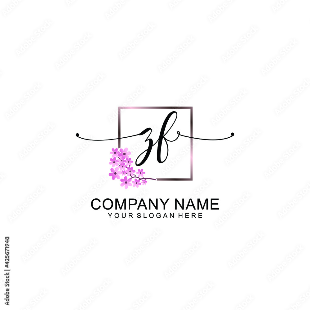 ZF Initials handwritten minimalistic logo template vector ZF Initials handwritten minimalistic logo template vector
