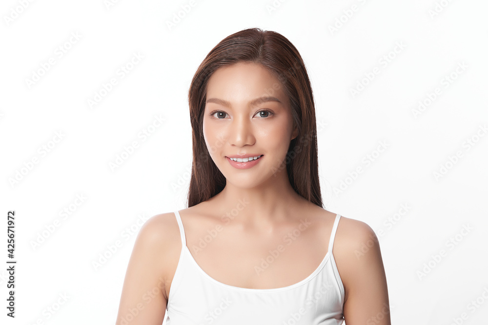 Beautiful young asian woman with clean fresh skin on white background, Face care, Facial treatment, Cosmetology, beauty and spa, Asian women portrait Beautiful young asian woman with clean fresh skin on white background, Face care, Facial treatment, Cosmetology, beauty and spa, Asian women portrait