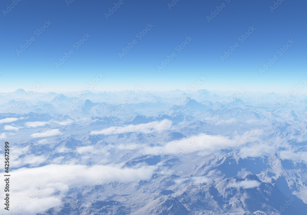 Mountains from a bird's eye view. Nice view of the mountainous area from above.