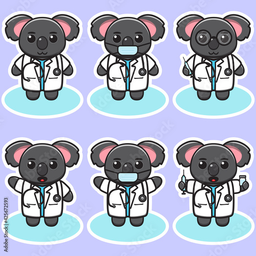 Photography Vector illustration of cute Koala Doctor cartoon
