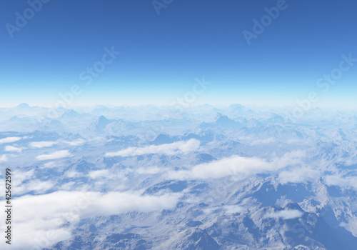 Mountains from a bird's eye view. Nice view of the mountainous area from above.
