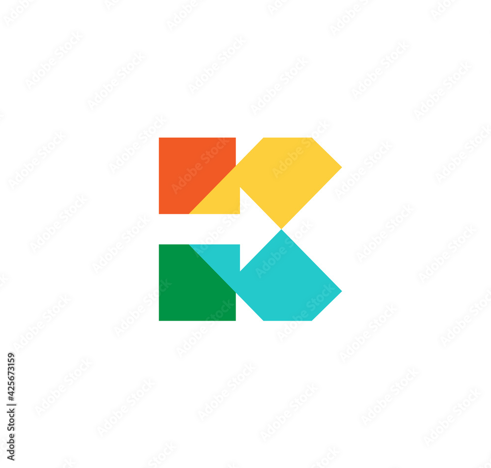 minimalist colorful Letter K with arrow logo design vector