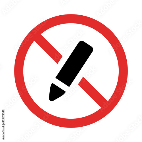 Writing prohibited, no pencil icon. No edit sign vector.
