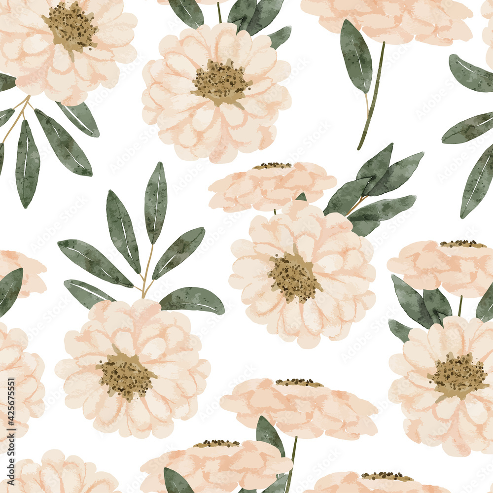 watercolor pastel color floral seamless pattern