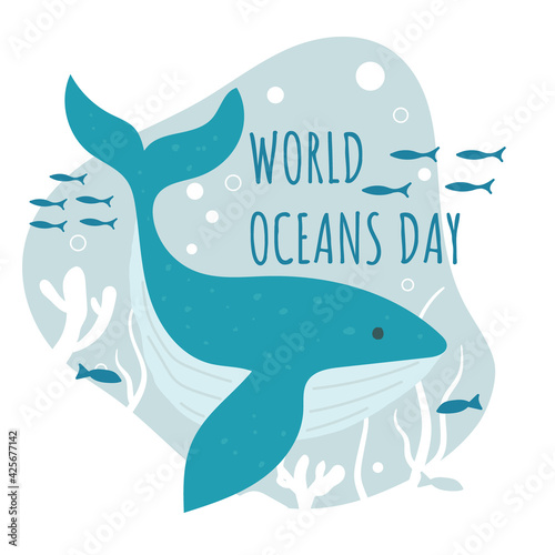 Hand drawn world oceans day concept
