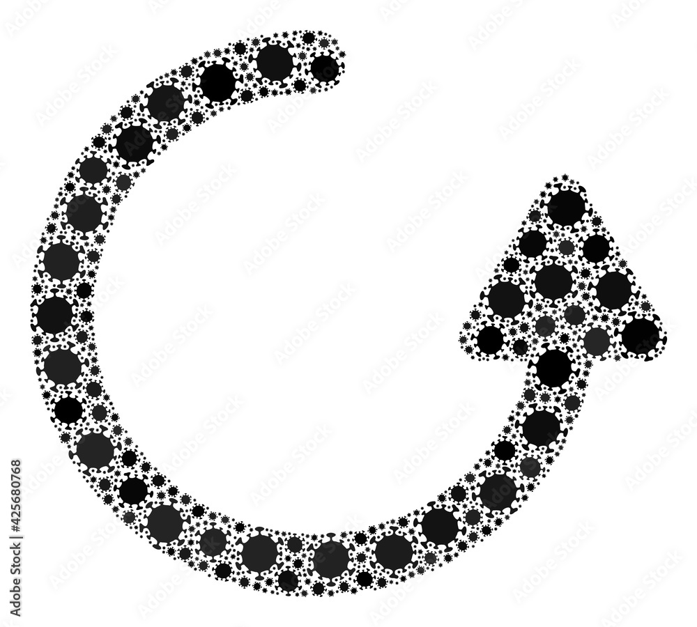 Raster rotate left arrow coronavirus mosaic icon created for clinic wallpapers. Rotate left arrow mosaic is made with randomized coronavirus infection elements. Raster rotate left arrow coronavirus mosaic icon created for clinic wallpapers. Rotate left arrow mosaic is made with randomized coronavirus infection elements.