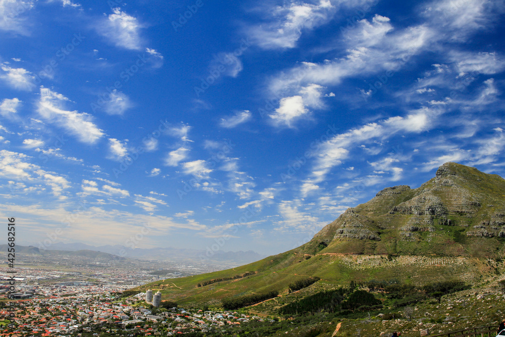 landscape with mountains and Cape Town South Africa 