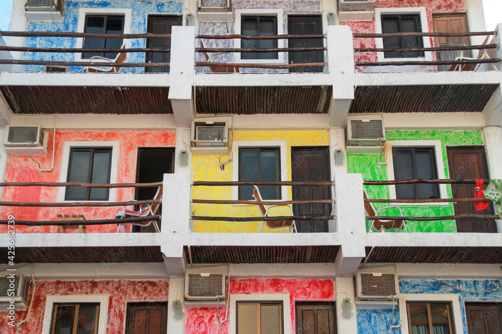 colorful facade of building in Mexico