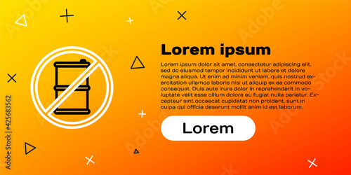 Line No barrel for gasoline icon isolated on yellow background. Diesel gas icon. Colorful outline concept. Vector Illustration