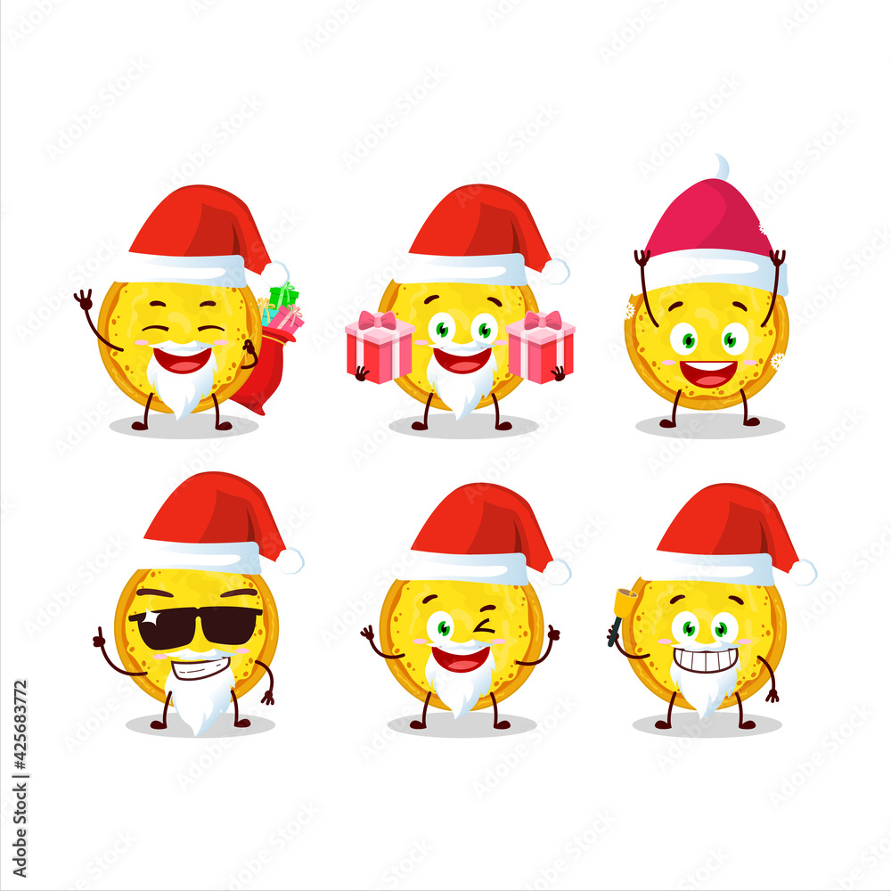 Santa Claus emoticons with italian cheese pizza cartoon character Santa Claus emoticons with italian cheese pizza cartoon character