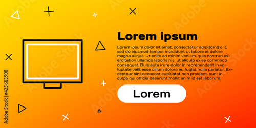 Line Picture frame on table icon isolated on yellow background. Colorful outline concept. Vector Illustration