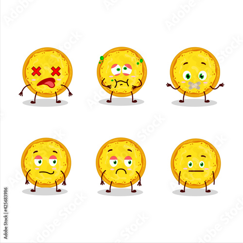 Italian cheese pizza cartoon character with nope expression