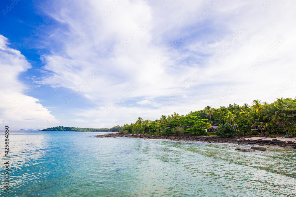 Summer sea beach white sand against blue sky with cloud Summer sea beach white sand against blue sky with cloud