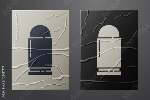 White Bullet icon isolated on crumpled paper background. Paper art style. Vector