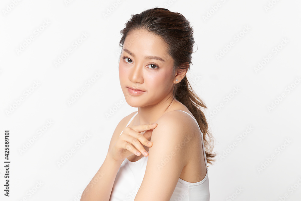 Beautiful young asian woman with clean fresh skin on white background, Face care, Facial treatment, Cosmetology, beauty and spa, Asian women portrait Beautiful young asian woman with clean fresh skin on white background, Face care, Facial treatment, Cosmetology, beauty and spa, Asian women portrait