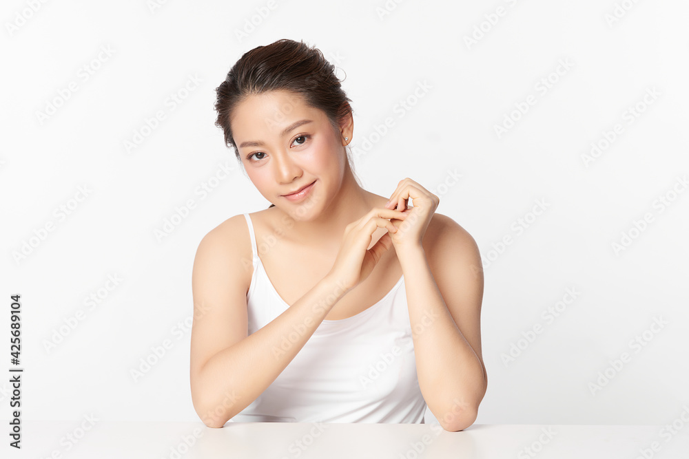 Beautiful young asian woman with clean fresh skin on white background, Face care, Facial treatment, Cosmetology, beauty and spa, Asian women portrait Beautiful young asian woman with clean fresh skin on white background, Face care, Facial treatment, Cosmetology, beauty and spa, Asian women portrait