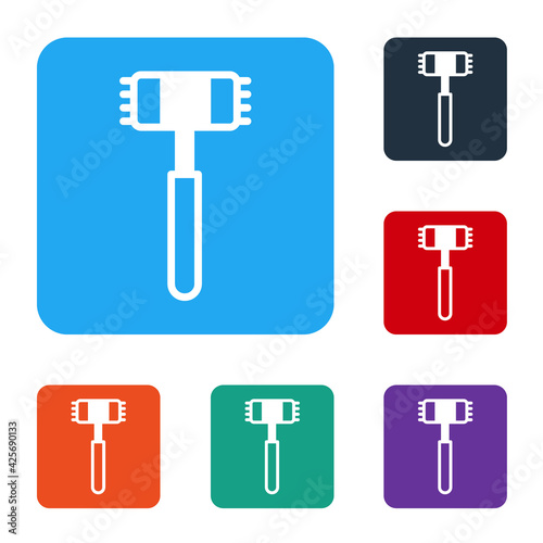 White Kitchen hammer icon isolated on white background. Meat hammer. Set icons in color square buttons. Vector