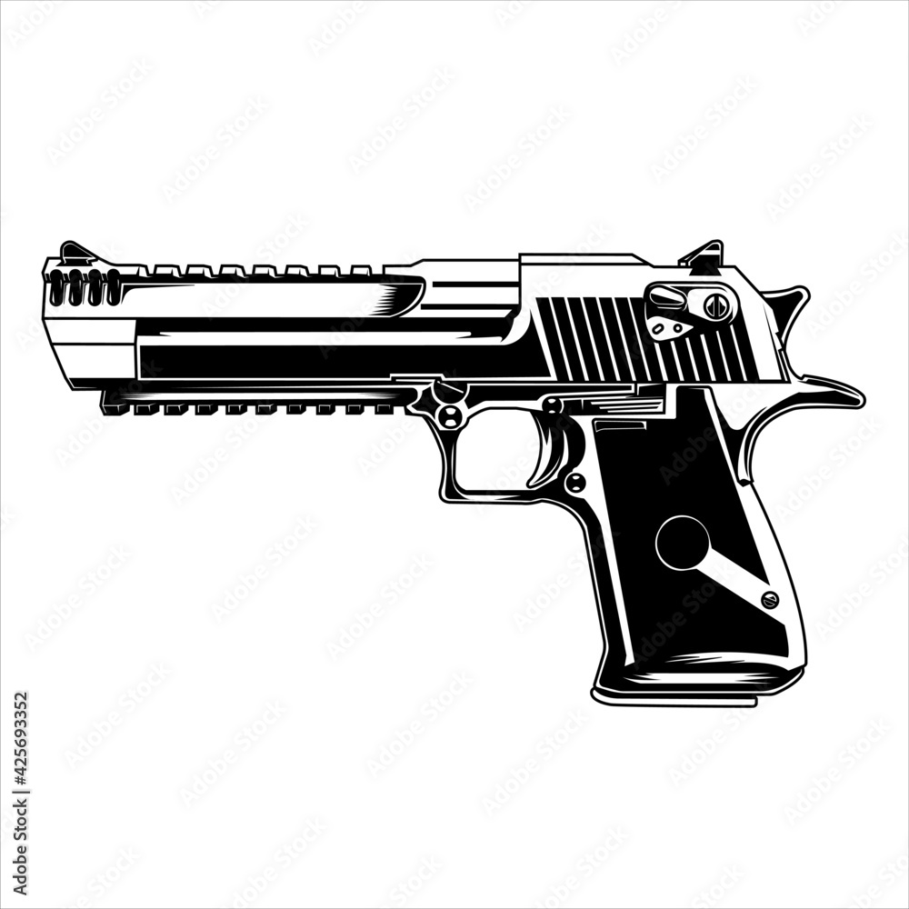 line art guns desert eagle on white beground Векторный объект Stock | Adobe  Stock