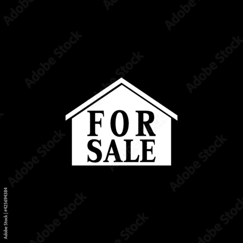 Home for sale icon isolated on dark background