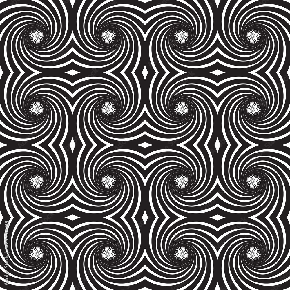 Dynamic circular pattern psychedelic Abstract background. Optical Illusion of movement. Use for cards, invitation, wallpapers, pattern fills, web pages elements and etc.