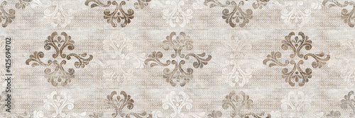 black damask pattern and cement texture background