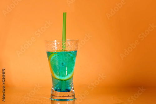 fresh sparkling drink on plain background