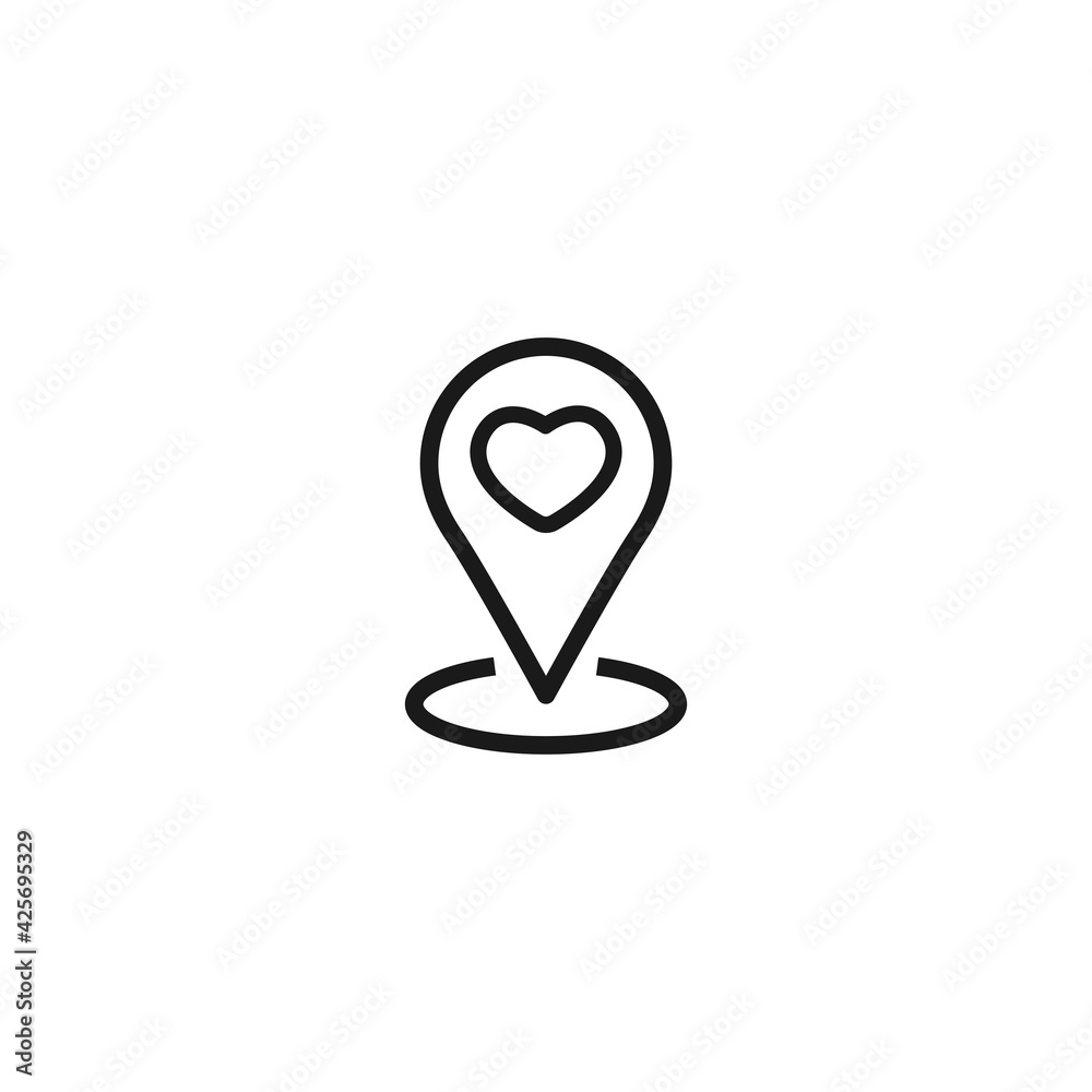 location icon with red heart. GPS pointer. Favorite place. Map pin. location icon with red heart. GPS pointer. Favorite place. Map pin.