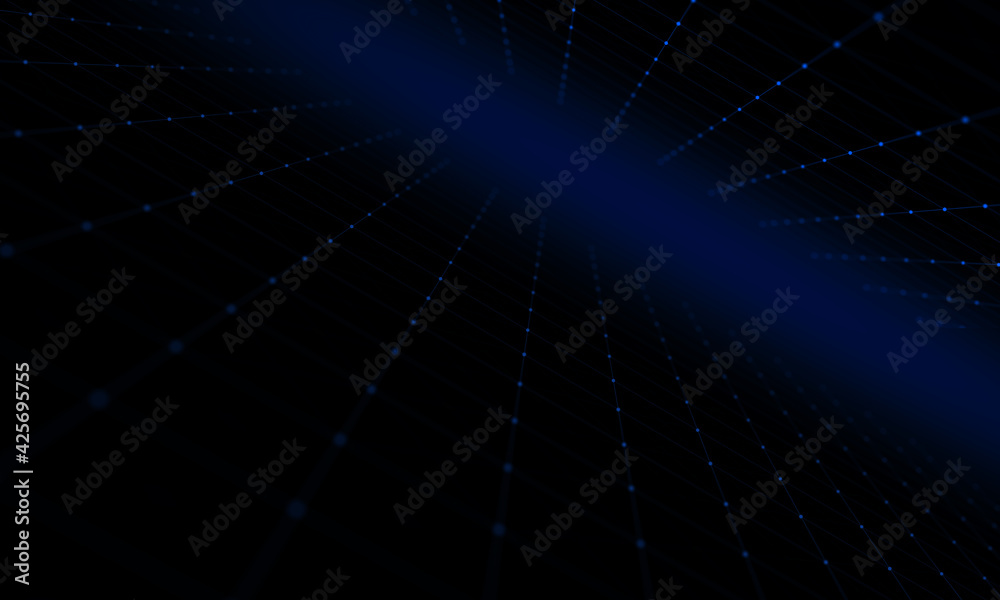 Abstract blue and black digital background with connected cybernetic particles Abstract blue and black digital background with connected cybernetic particles