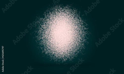 Abstract digital background with connected cybernetic particles