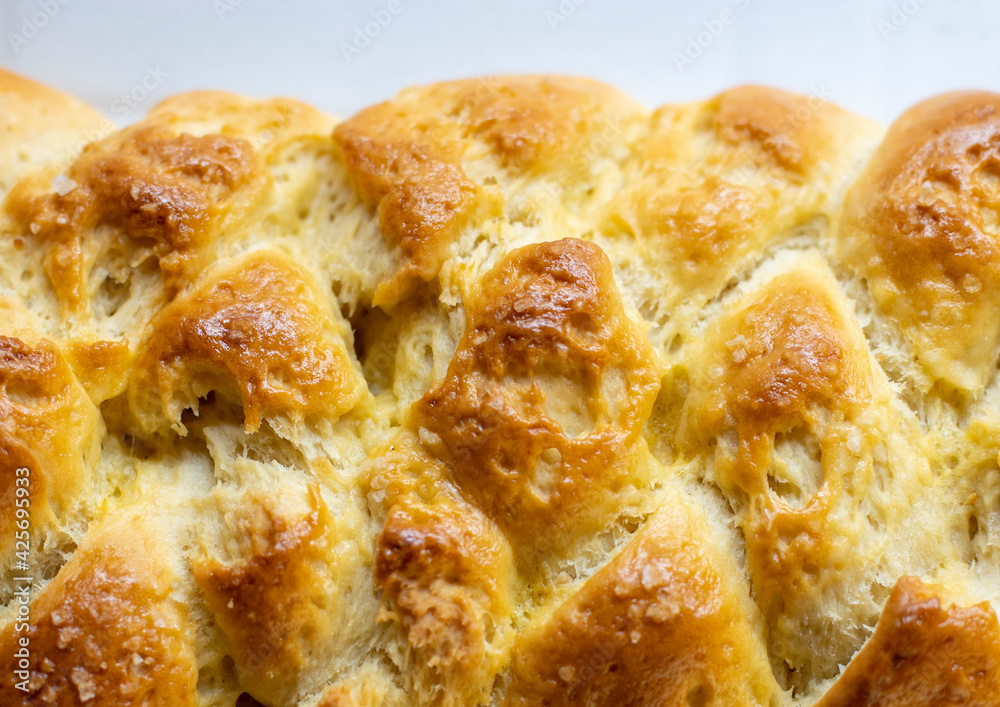 Detail of baked home made milk-loaf scone