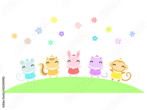 Wallpaper Mural 子供向け　かわいい動物キャラクター1 Torontodigital.ca
